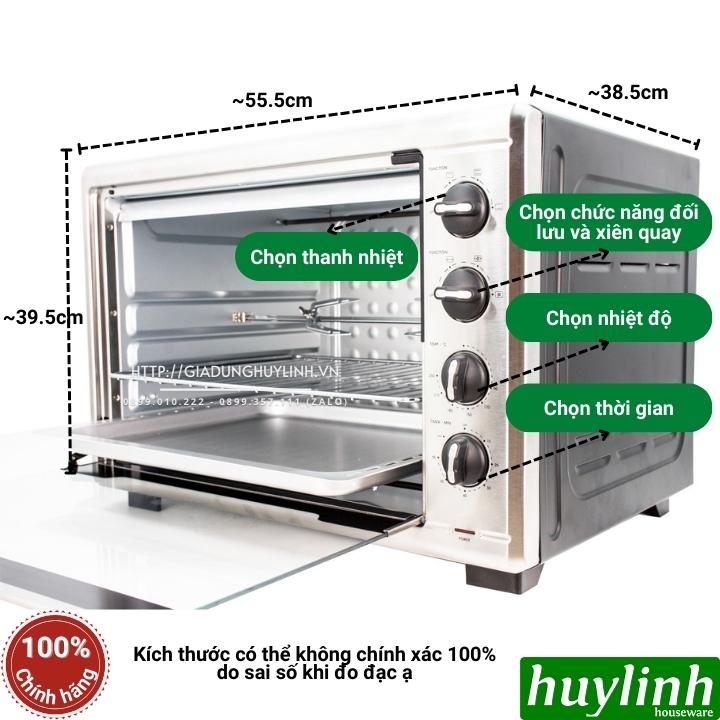 Lò nướng đối lưu Tiross TS9610 - 55 lít - 2000W - 12 chức năng nướng - Hàng chính hãng