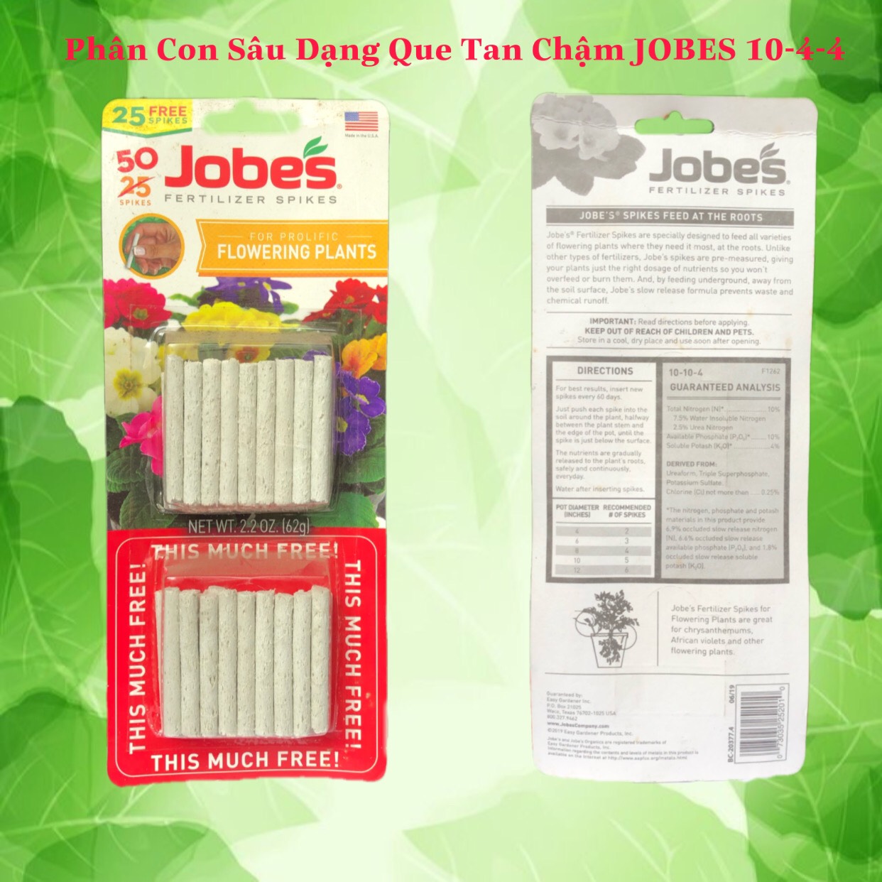 QUE DINH DƯỠNG JOBE’S Vỉ 50 Que