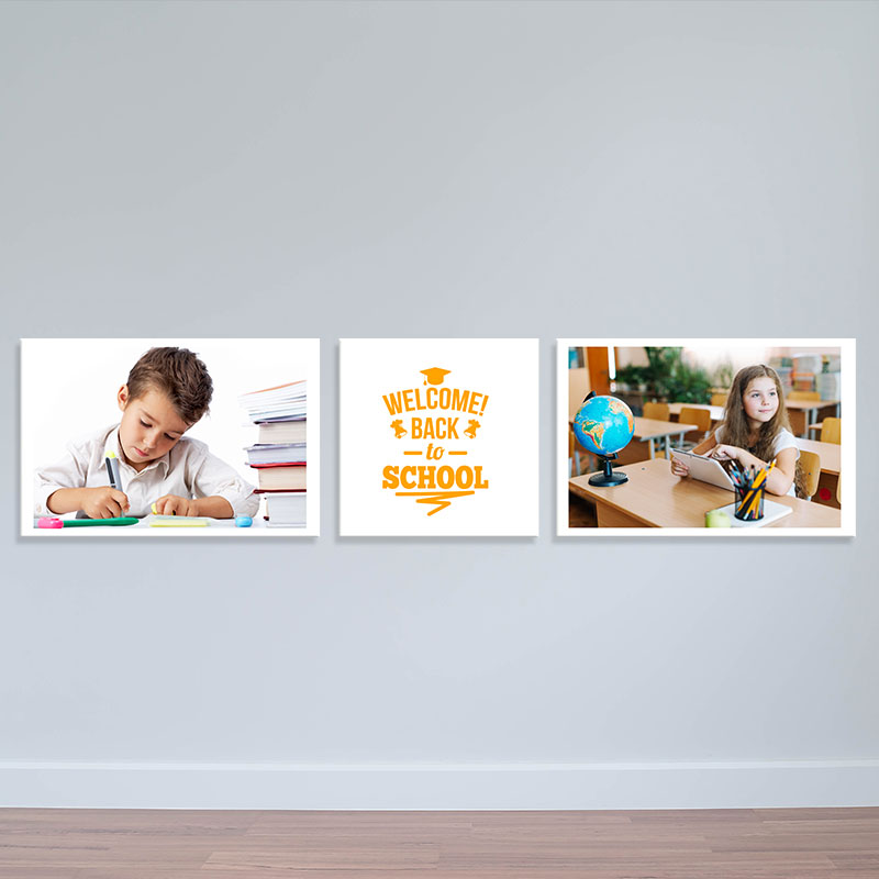 Bộ 3 tranh treo lớp học sáng "Bé khám phá thế giới" W2199