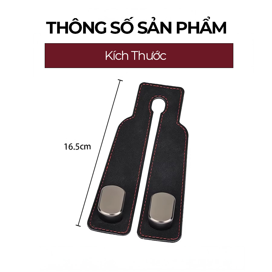Móc Treo Kép Đa Năng Trên Ô Tô CIND BO-N021 Bằng Kim Loại Bọc Da Lộn Màu Đen Sang Trọng Cho Nội Thất Xe - Nhập Khẩu Chính Hãng