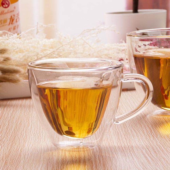 Cốc thủy tinh 2 lớp hình trái tim, dùng uống cà phê, trà, sữa, loại 180ml-240ml tùy chọn