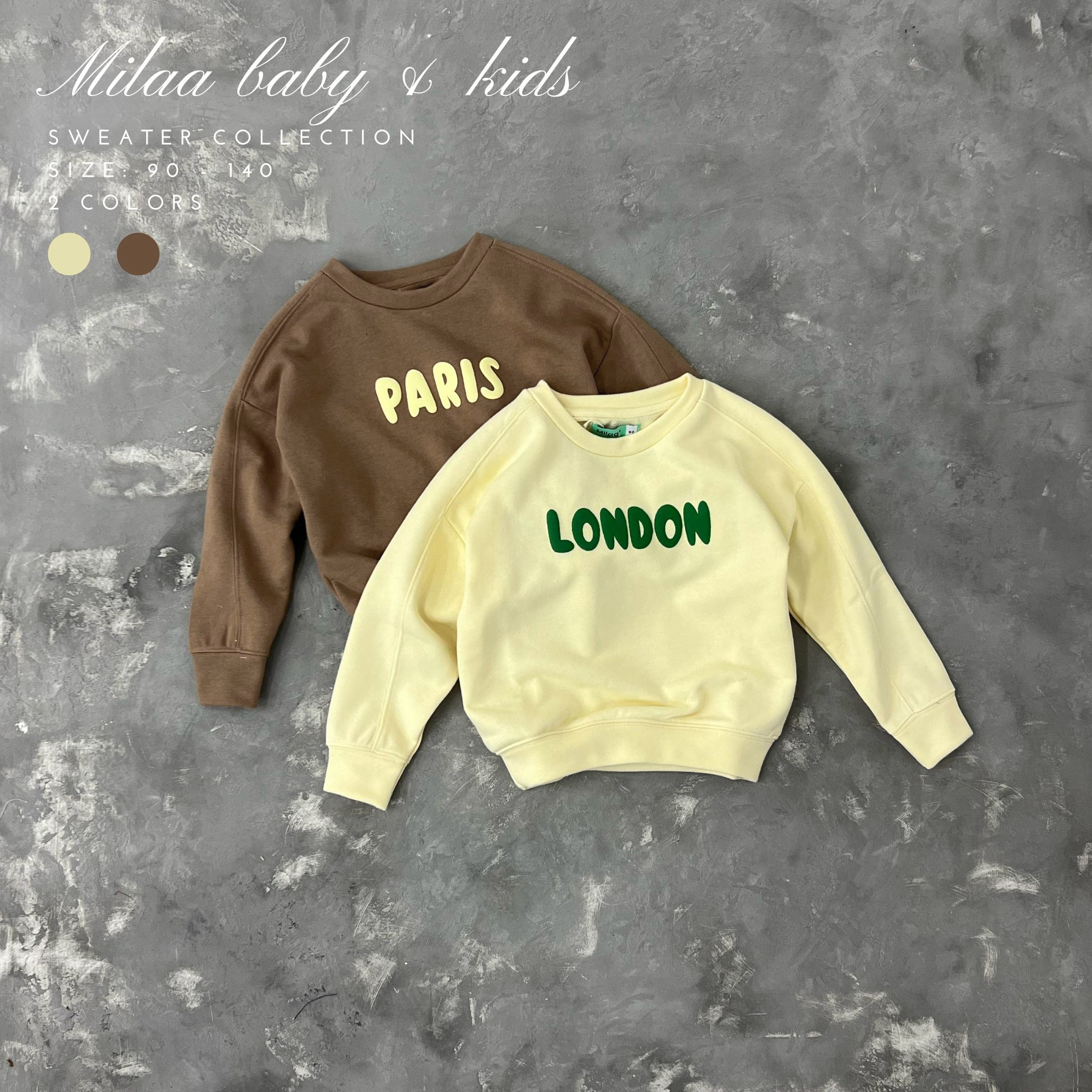 Áo Sweater London x Paris 2 Màu Bé Trai Bé Gái MiLaa Kids