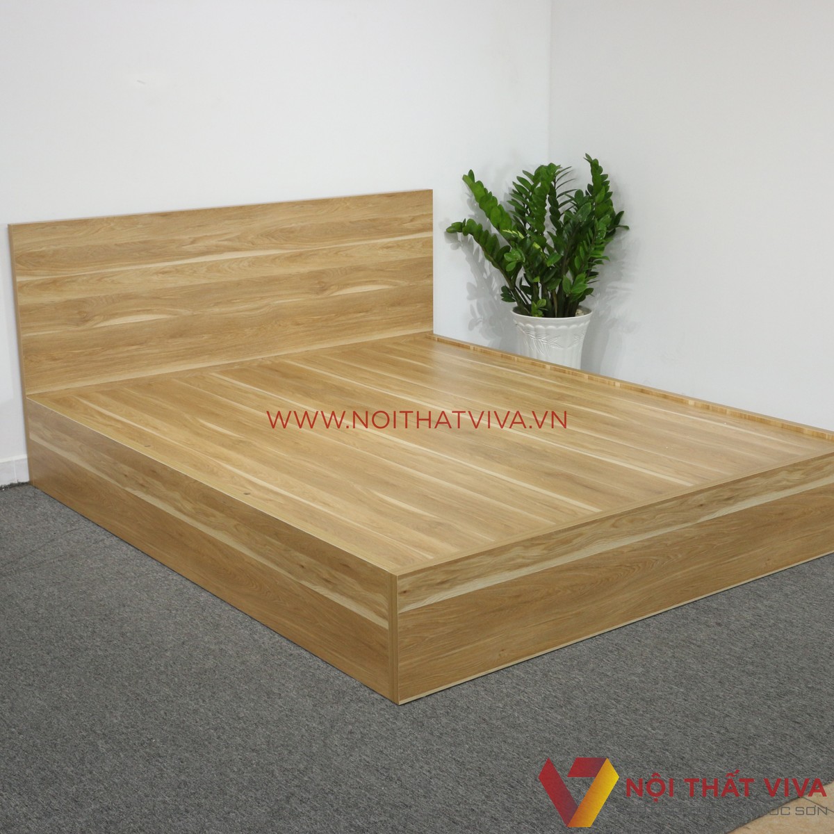 Giường Ngủ Gỗ Mdf Melamine Màu Vàng Gỗ