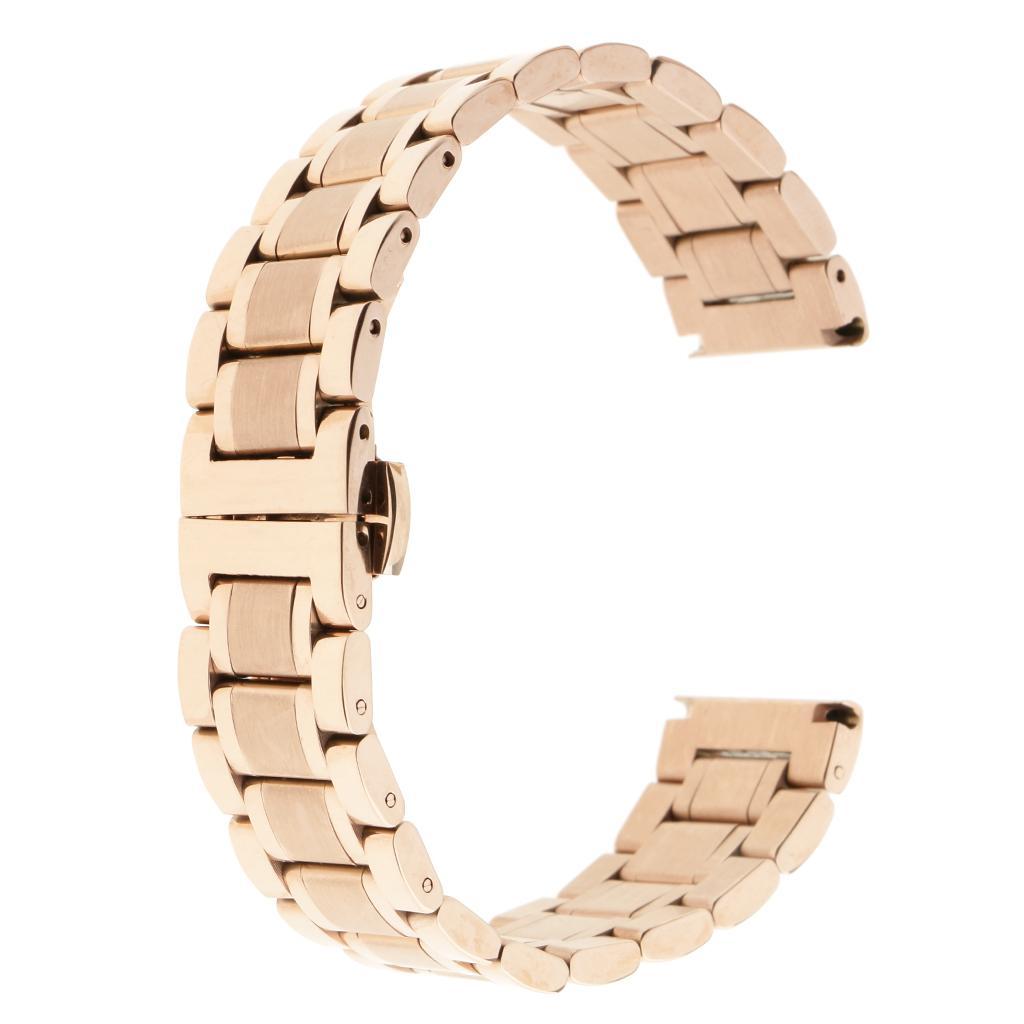 Solid Stainless Steel Watch Band Strap Bracelet Butterfly Buckle Belt 18mm
