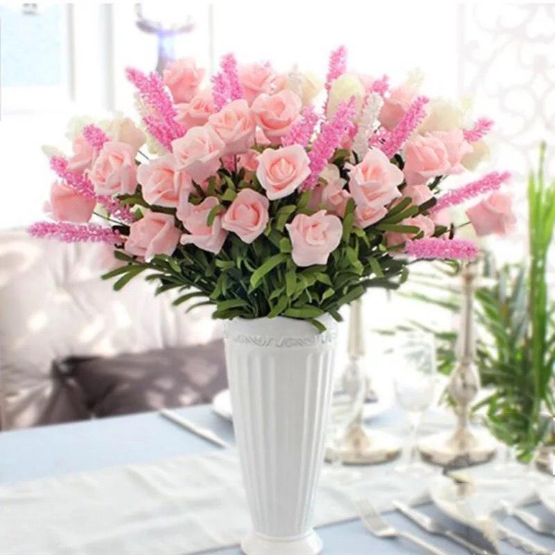 Bình sứ cắm hoa vân sọc sang trọng cao cấp dài 30cm trang trí để bàn, kệ tủ, quán cafe