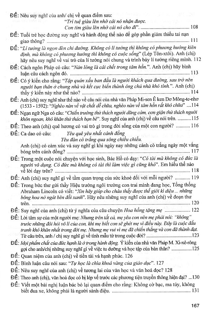 Những đề và bài văn Nghị Luận Xã Hội theo hướng mở (Dùng chung cho mọi bộ SGK)