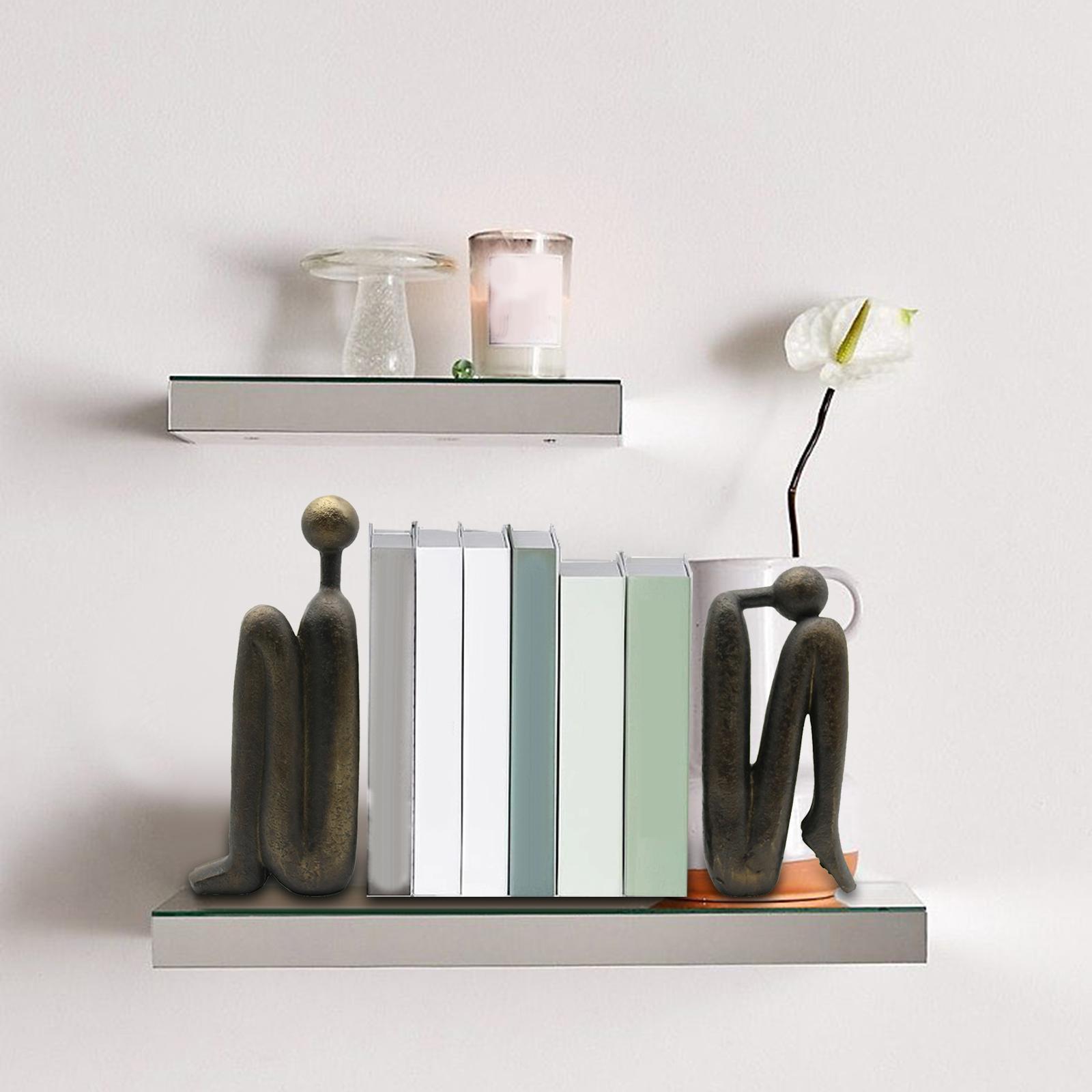 Thinker Bookends Figurine Bookend Sculpture Ornament Living Room Desktop Decorative Bookends Book Stand Nordic Bookends for Shelves