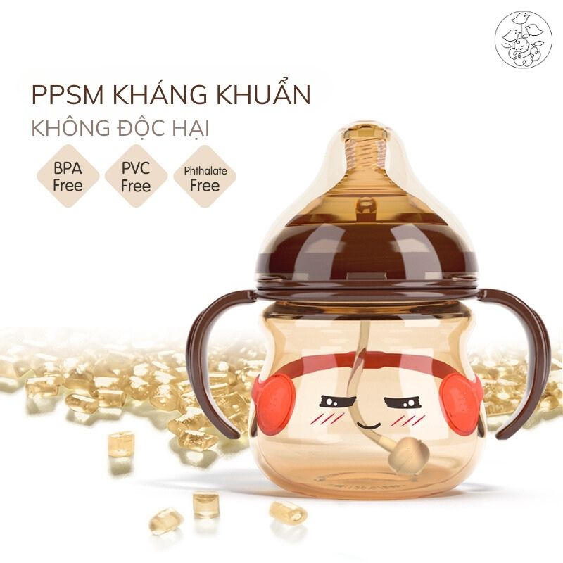 Bình sữa bụng bầu Loluli cảm ứng nhiệt nhựa PPSM kháng khuẩn - 180ml