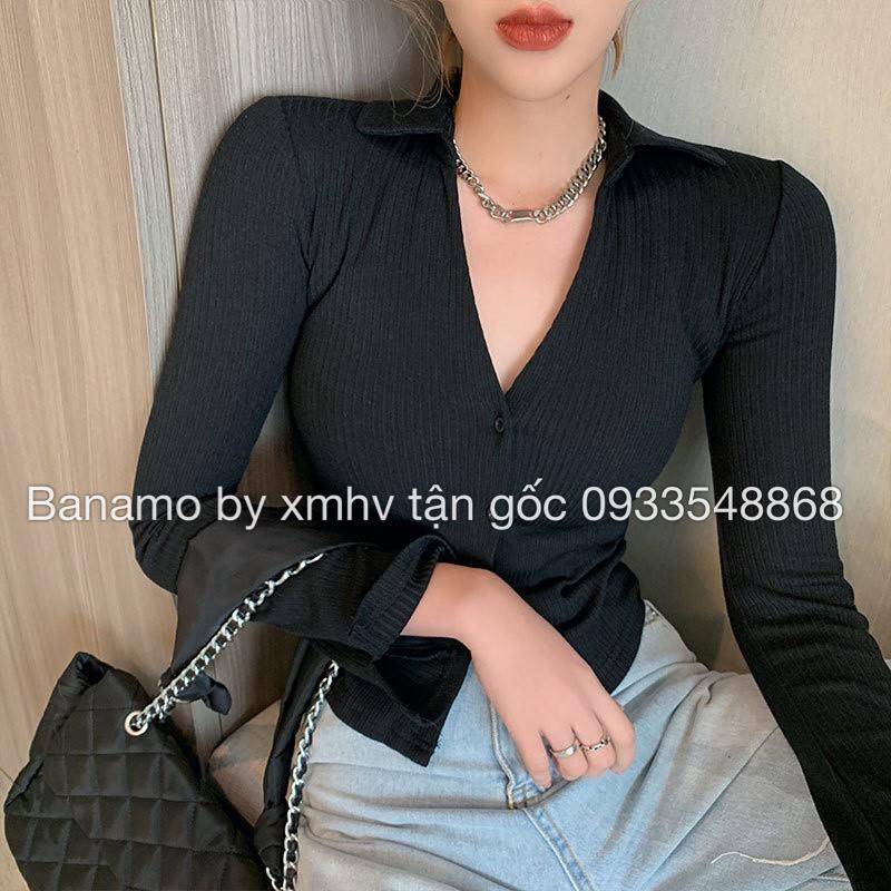 Áo len khuy trước cổ V trendy thời trang 349
