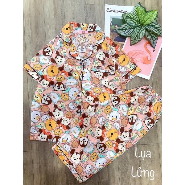 Đồ Bộ Pijama Mặc Nhà Lụa Hàn Lửng Đồ Bộ Nữ Đồ Bộ Mặc Nhà _ Tay Ngắn Quần Lửng ( Form từ 40kg đến 75kg )