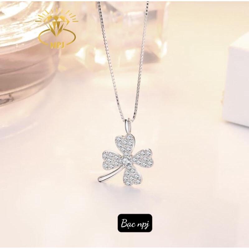 Dây chuyền cỏ 4 lá ️ Siêu Hot️ Bạc Ta, Vòng cổ mặt cỏ 4 lá - Bạc Npj