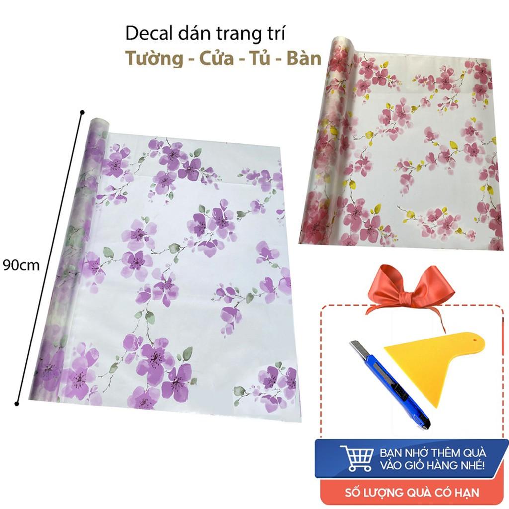 Giấy Dán Kính Hoa Đào T017 khổ 90x100cm decal làm mờ kính, cản nắng chống nhìn trộm