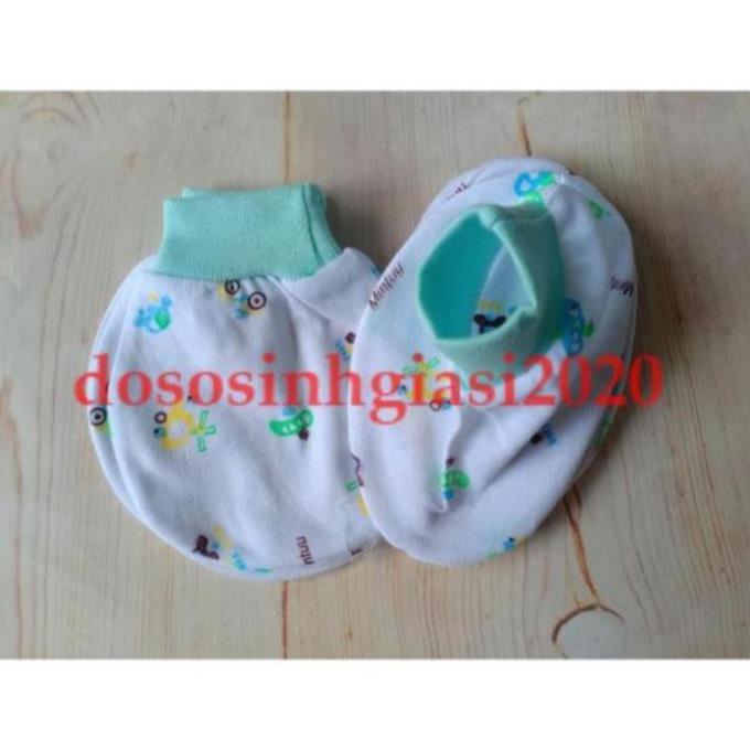 Bao tay chân cho bé-Set 5 đôi bao tay chân cổ bo