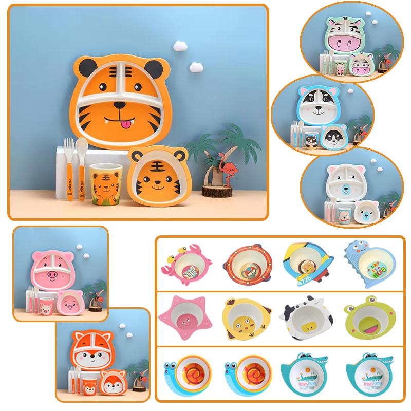 5 Chiếc Bé Tre Tự Nhiên Bộ Đồ Ăn Tre Bát Ăn Cho Bé Trẻ Em Bộ Đồ Ăn Hình Hoạt Hình Dễ Thương Bát Bộ Trẻ Em Tiện Dụng