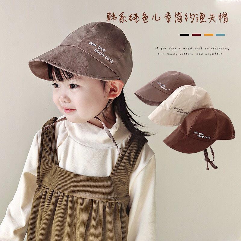 Mũ cho bé gái, mũ backet chống nắng nửa đầu vải mỏng có dây buộc, thoáng mát, mũ bé gái phong cách Hàn Quốc
