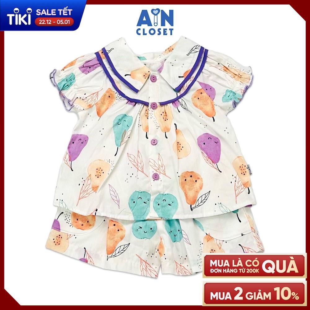 Bộ quần áo ngắn bé gái họa tiết Lê Tím cotton - AICDBGSVOX35 - AIN Closet