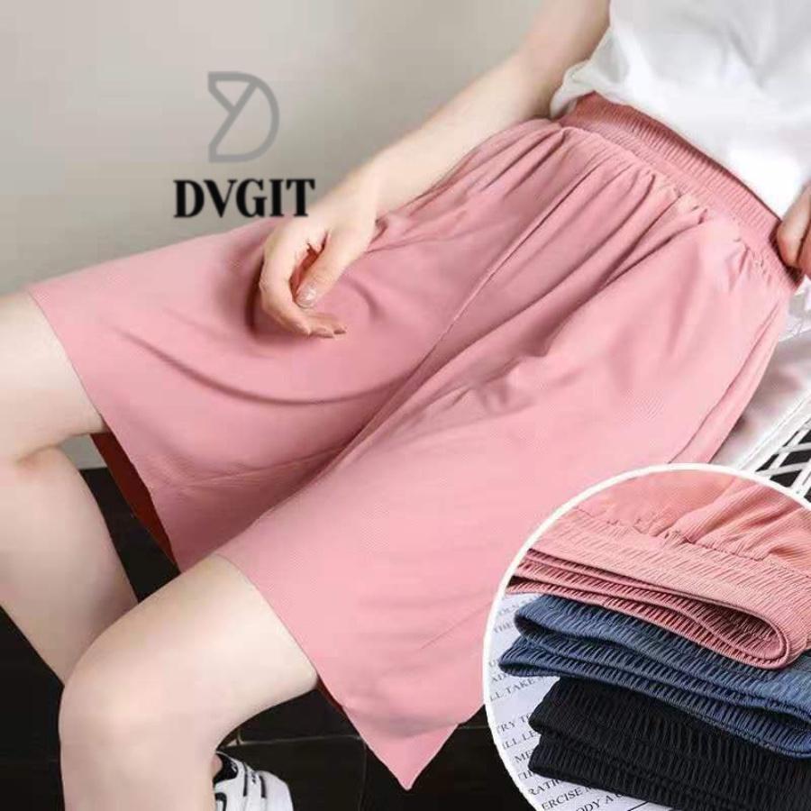 Quần Đùi Nữ Short Tăm Trơn DVGIT Chất Liệu Tăm Lạnh Cao Cấp Kiểu Dáng Hàn Quốc Mát Mẻ Mềm Mại Đi Chơi, Dạo Phố