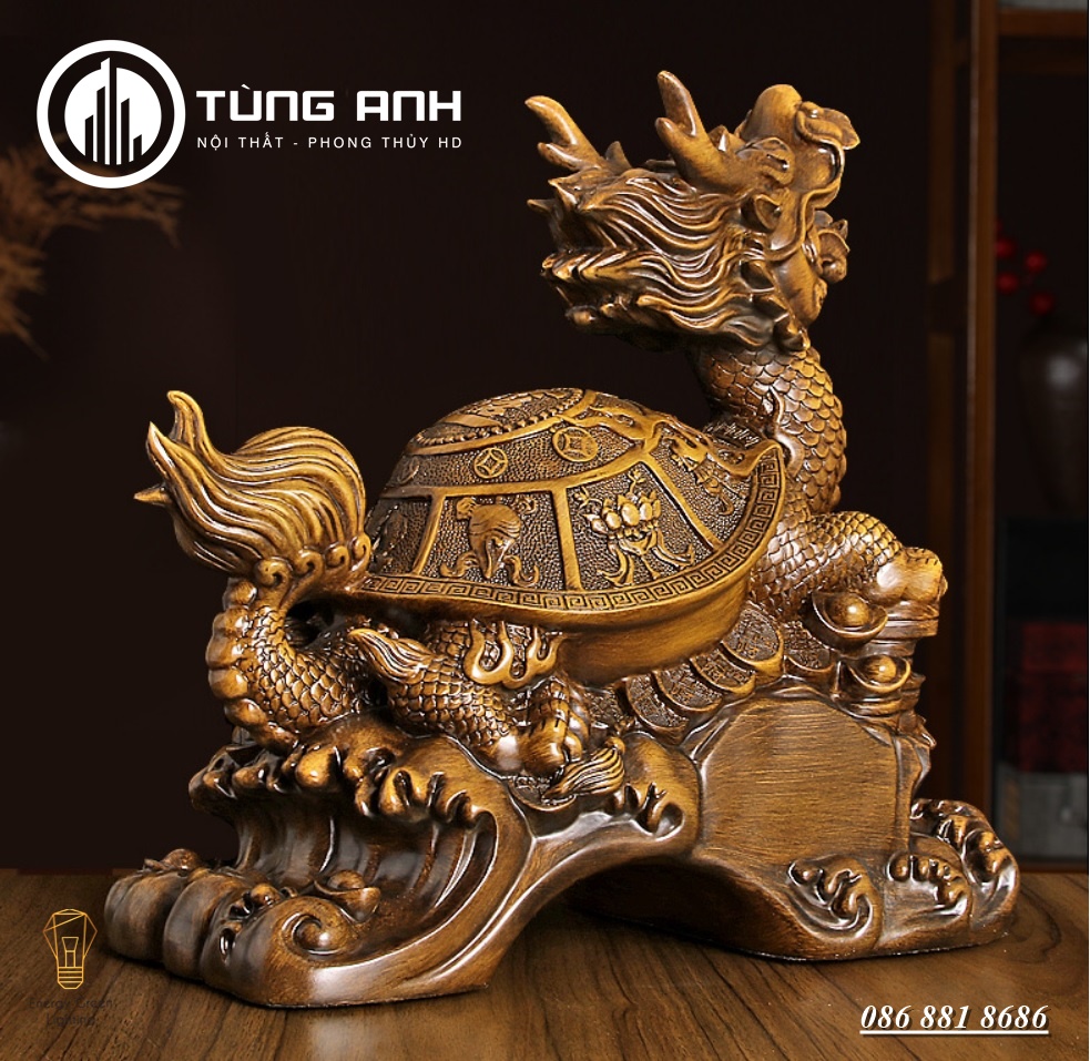 Tượng Long Quy - Rồng Mai Rùa PT-45 - Cao 36cm - Chiêu Cầu Tài Lộc - Thịnh Vượng Lâu Dài Trong Kinh Doanh