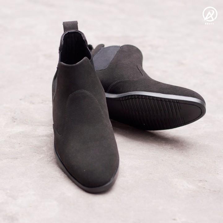 Giày Chelsea Boot Cổ Chun Da Búc Màu Đen Cực Đẹp - CB520-bucdenchun- Kèm Vòng Gỗ Bách Xanh