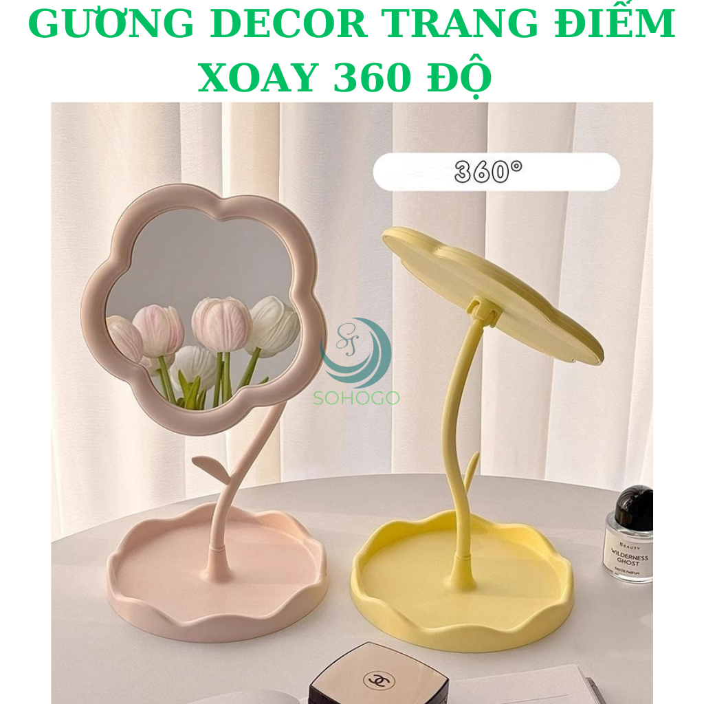 Gương Để Bàn Hình Hoa Cúc Xinh Xắn Gương Bông Hoa Trang Trí Bàn Học/Bàn Trang Điểm Gương Mini Để Bàn Cute Hình Hoa Gương Hình Hoa Dễ Thương – Phụ Kiện Decor