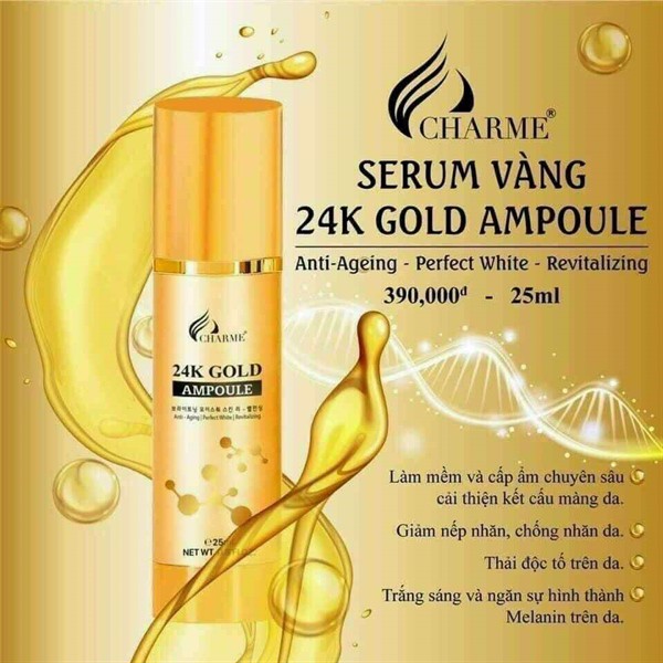 Serum Charme dưỡng trắng da ngăn ngừa lão hóa Gold Ampoule 25ml