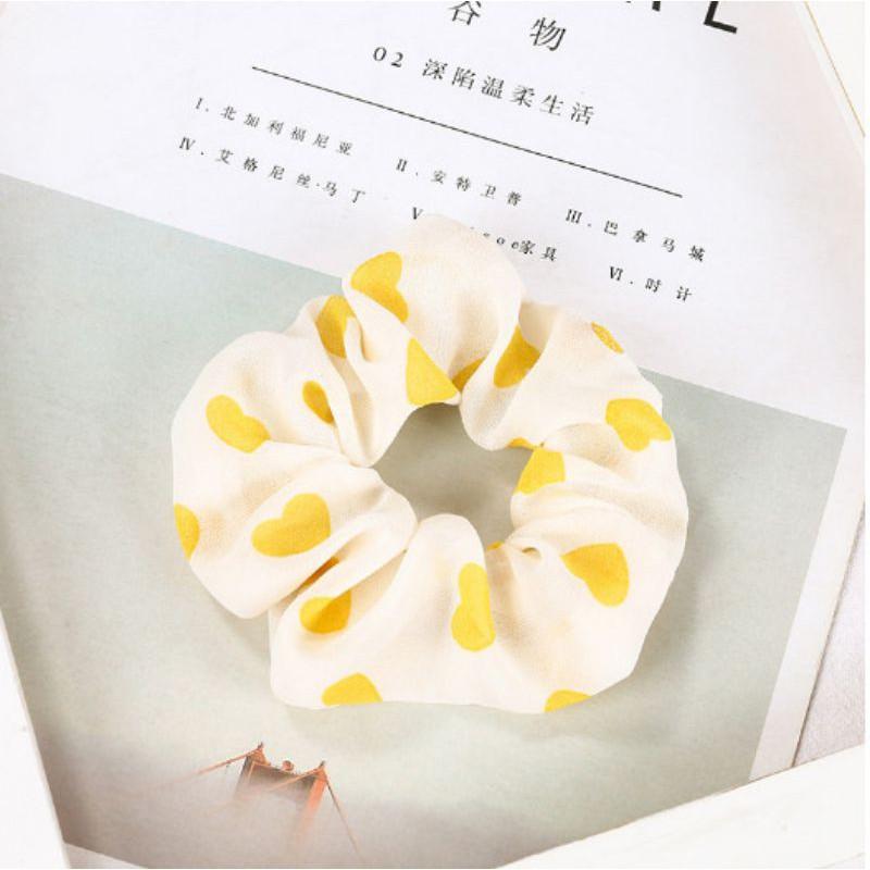 Scrunchies Chun Cột Tóc Họa Tiết Tim Đáng Yêu Phong Cách Hàn Quốc Hottrend 2020