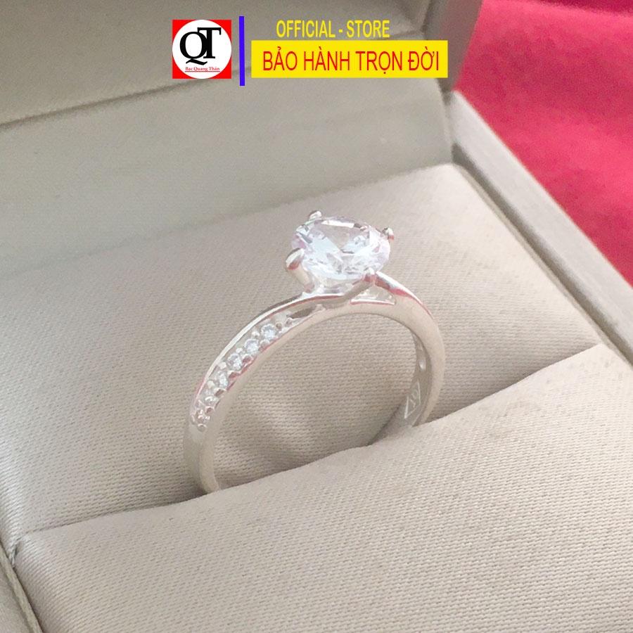 Nhẫn nữ Bạc Quang Thản gắn đá cobic trắng có thể chỉnh size theo yêu cầu - QTNU22
