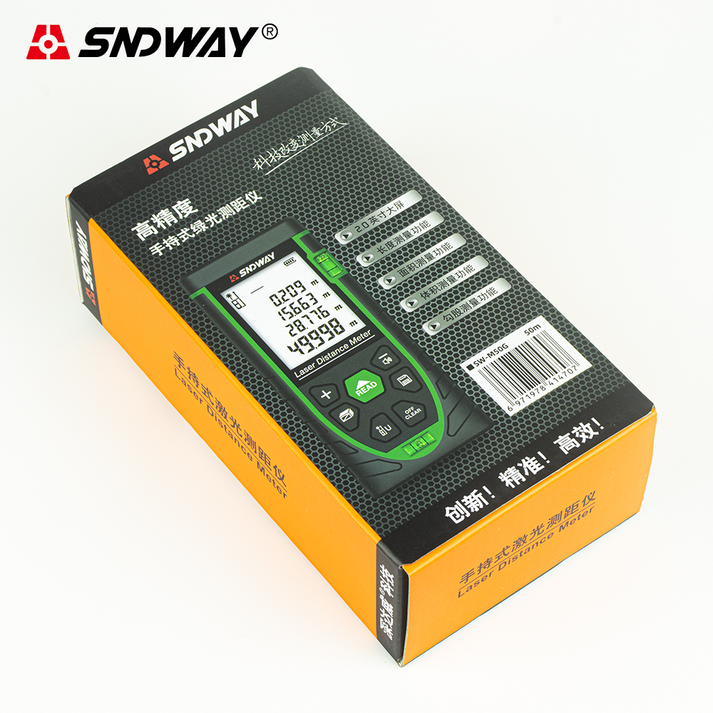 [Có VAT] Thước đo khoảng cách SNDWAY bằng tia Laser Xanh M50G M70G M100G 2 PIN