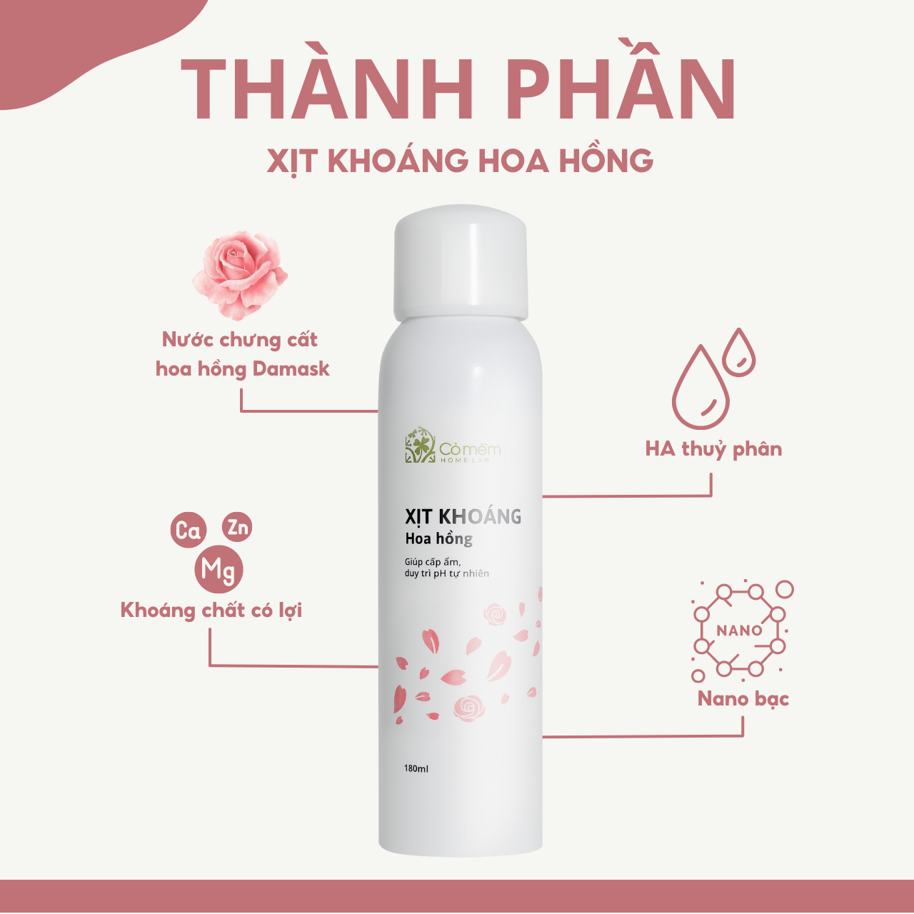 Xịt Khoáng Dưỡng Ẩm Nước Cân Bằng Da Cấp Ẩm Kiềm Dầu Cỏ Mềm 180ml