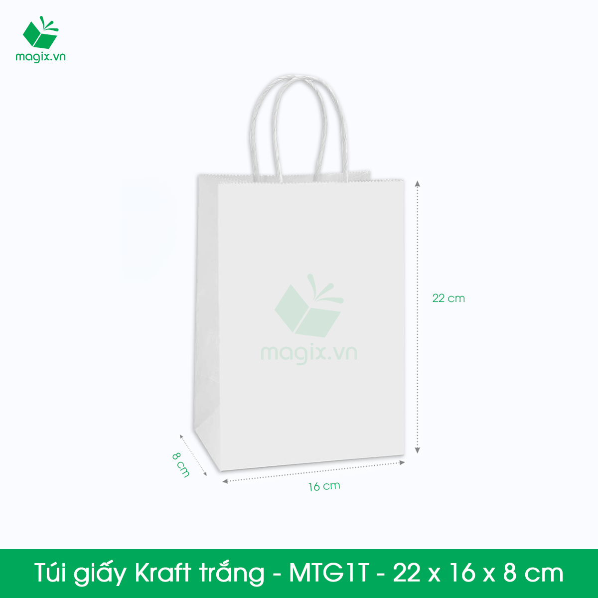 MTG1 MTG1T - 22x16x8 cm - Combo 300 túi giấy Kraft Nhật cao cấp