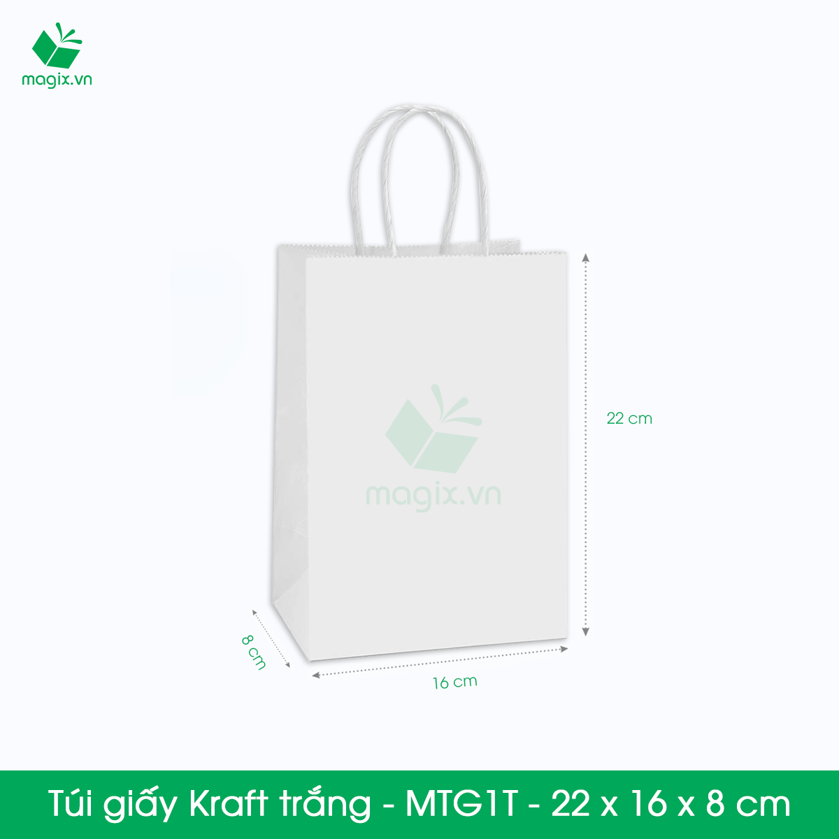 MTG1 MTG1T - 22x16x8 cm - Combo 50 túi giấy Kraft Nhật cao cấp