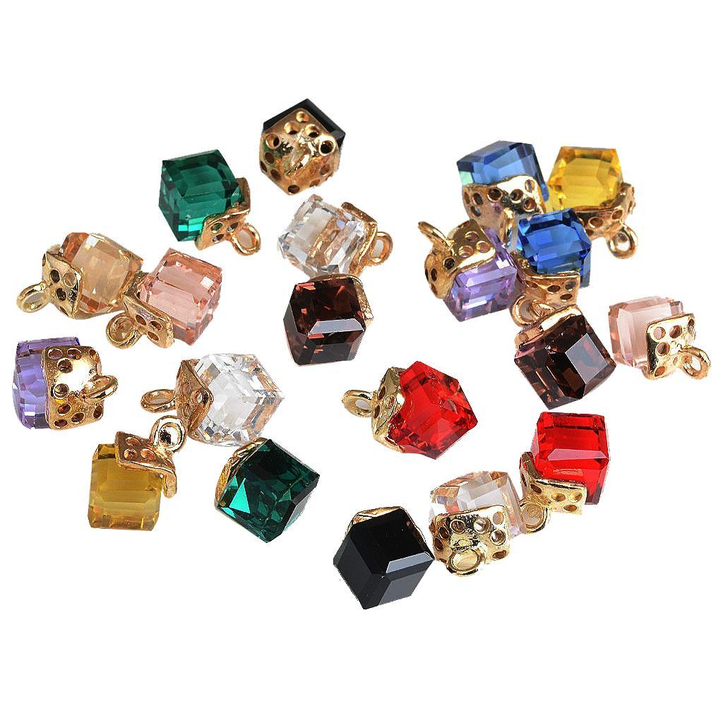 20 Pieces Multicolor Acrylic Cube Charms Pendants for DIY Jewelry Making Crafts