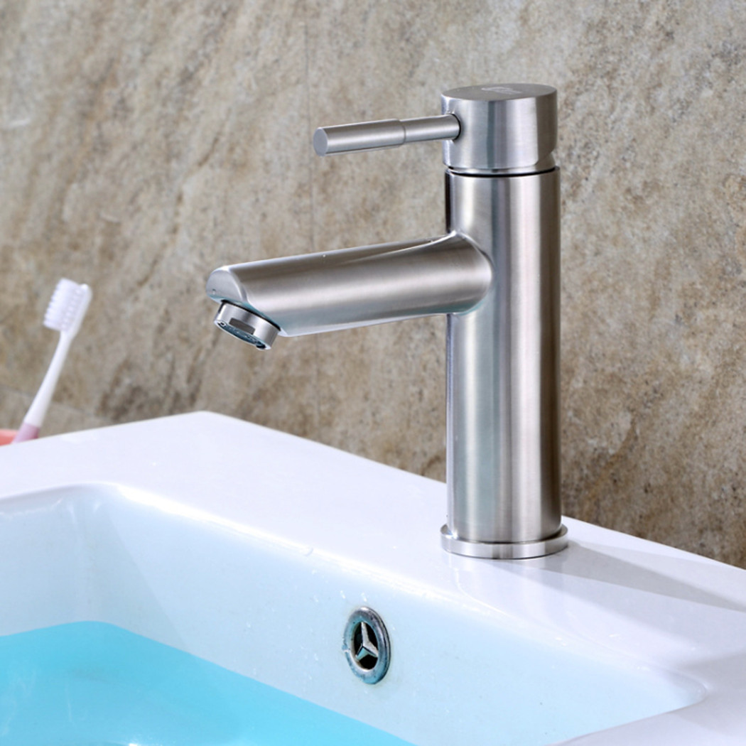 Vòi lavabo nóng lạnh inox 304 KAMA PT02 -  thân cao 20 cm, tặng kèm bộ dây cấp nước nóng lạnh 60 cm, vòi rửa mặt nóng lạnh phù hợp với mọi lavabo, Hàng mới 2020