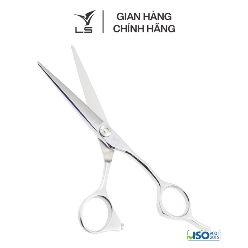 Kéo cắt tóc LS lưỡi thẳng quai offset vênh đỡ ngón cố định JP552