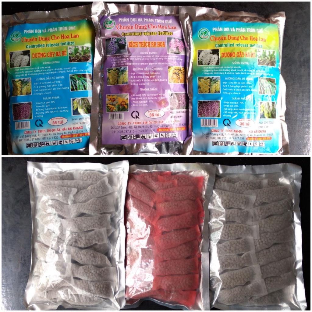 Combo 3 : 1 túi phân bón hoa lan kích thích ra hoa và 2 túi dưỡng cây ra rể tan chậm