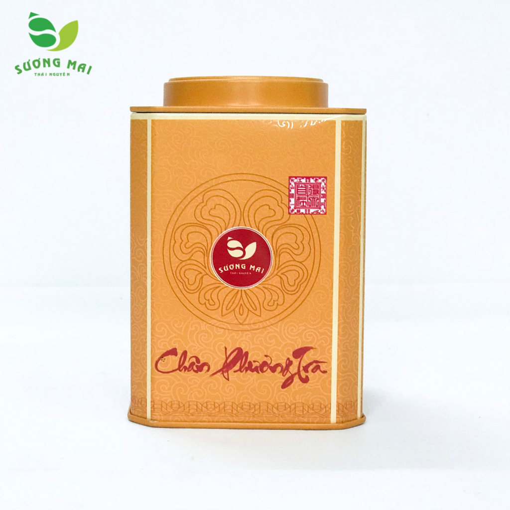 Hộp trà xanh Tân Cương Sương Mai 200g – 2 hộp sắt vuông Xanh và Vàng
