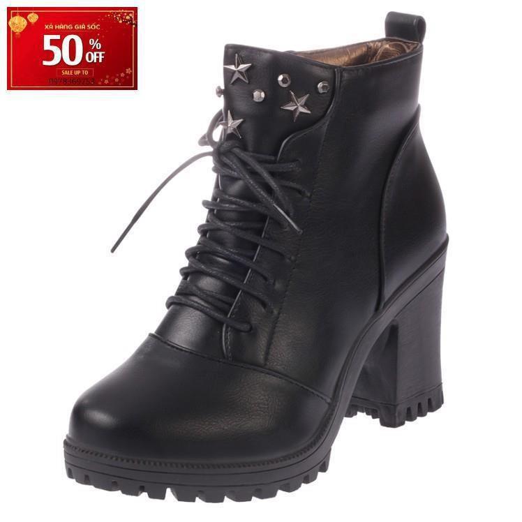 Giày boot nữ cổ thấp đế vuông S100