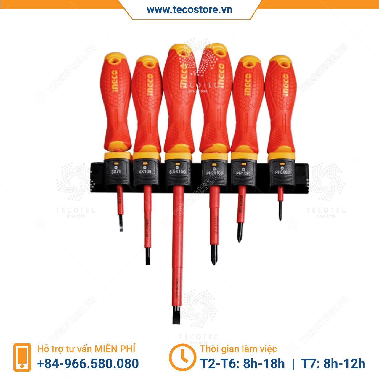 Bộ 6 tua vít cách điện INGCO HKISD0608