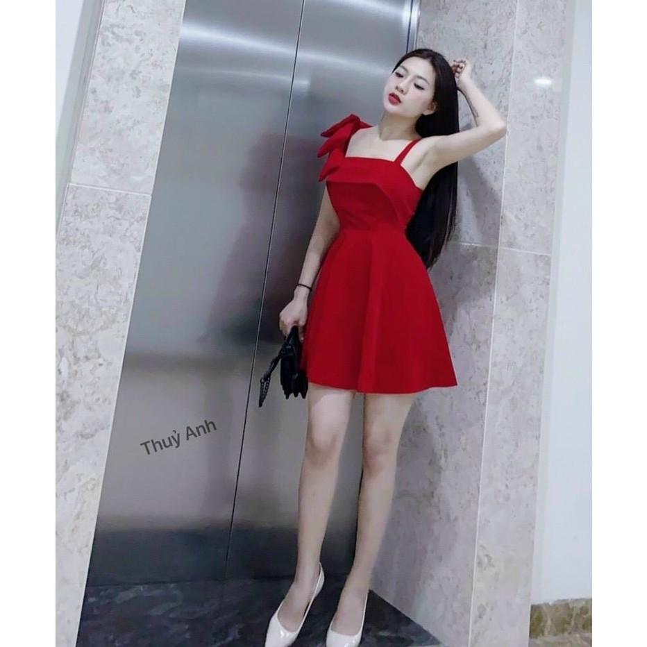 Đầm body đầm dáng xoè 2 dây vai nơ 1 bên kèm mút siêu xinh