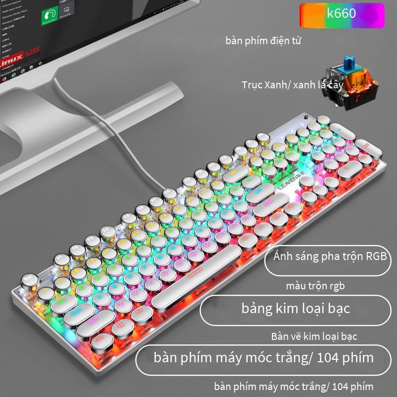 Phong Cách Mới Nhất Crack K660 Thực Bàn Phím Cơ USB Trò Chơi Có Dây Dạ Quang RGB Máy Tính Trục Xanh Bàn Phím Cơ ebay