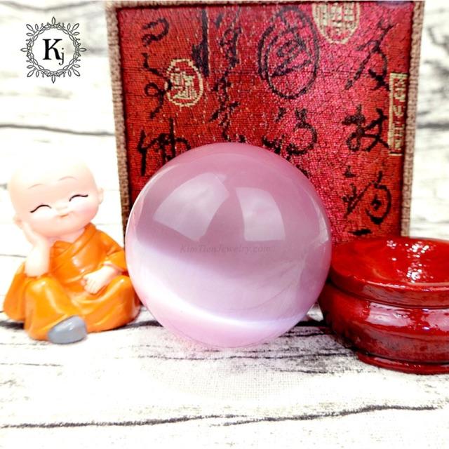 Quả Cầu Phong Thuỷ Mắt Mèo Hồng
