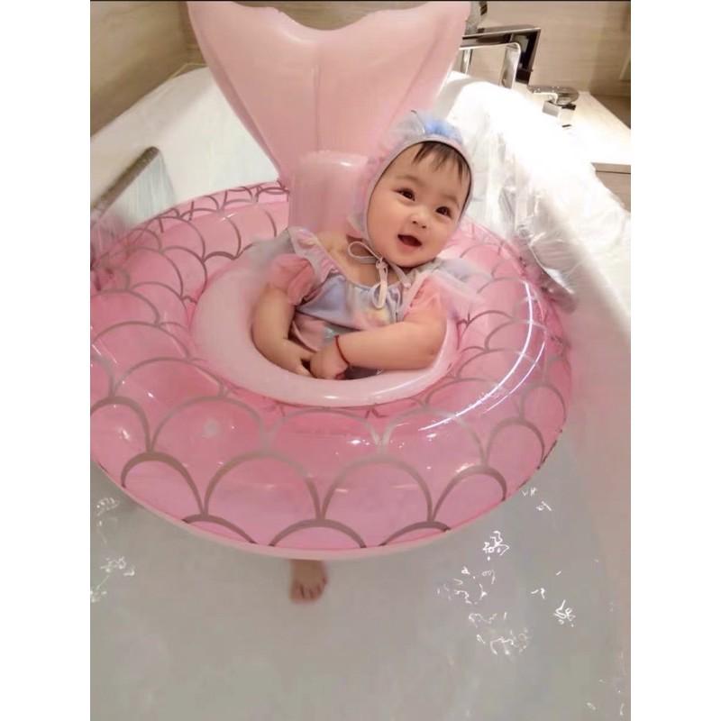 Phao Bơi Tiên Cá Chống Lật An Toàn Cho Bé Từ 0-8 Tuổi Kèm Bơm