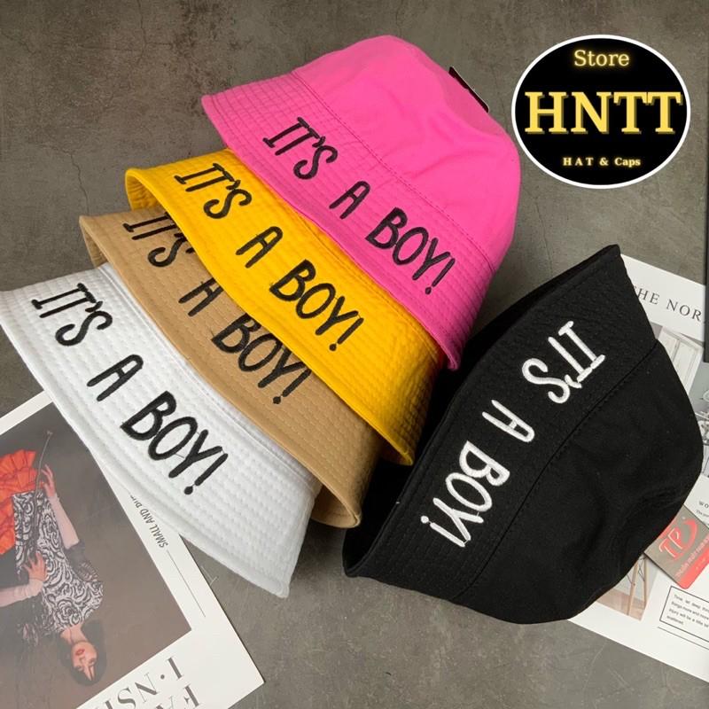 Nón Bucket Cụp Xụp ITs a Boy Thêu Chữ Hàn Quốc Cá Tính