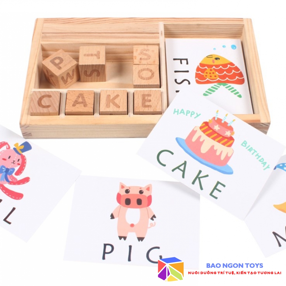 ĐỖ CHƠI GỖ GHÉP CHỮ GIÚP BÉ HỌC ĐÁNH VẦN TIẾNG ANH, ĐỒ CHƠI MONTESSORI CHO BÉ HỌC CHỮ CÁI