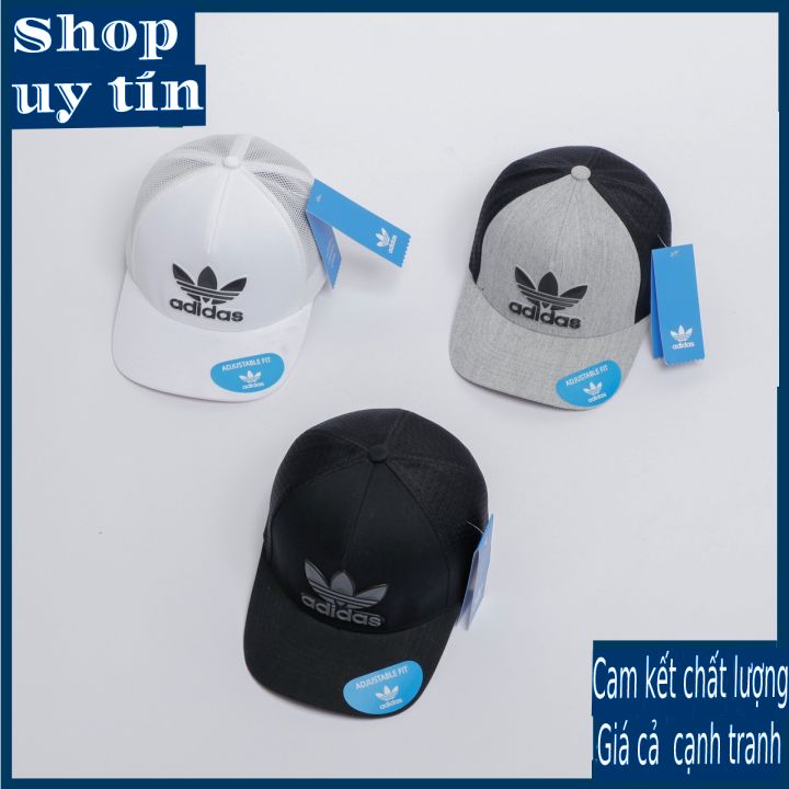Freeship - MŨ/NÓN KẾT LƯỠI TRAI LOGO 3 LÁ CAO SU BÍT ĐUÔI CÁ TÍNH THỜI TRANG NAM NỮ CAO CẤP - màu đen/trắng/xám