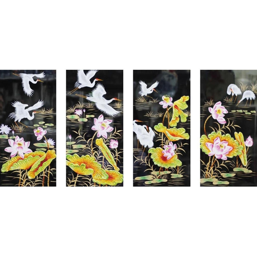 TRANH THÊU CHỮ THẬP 3D TỨ QUÝ 119x59cm