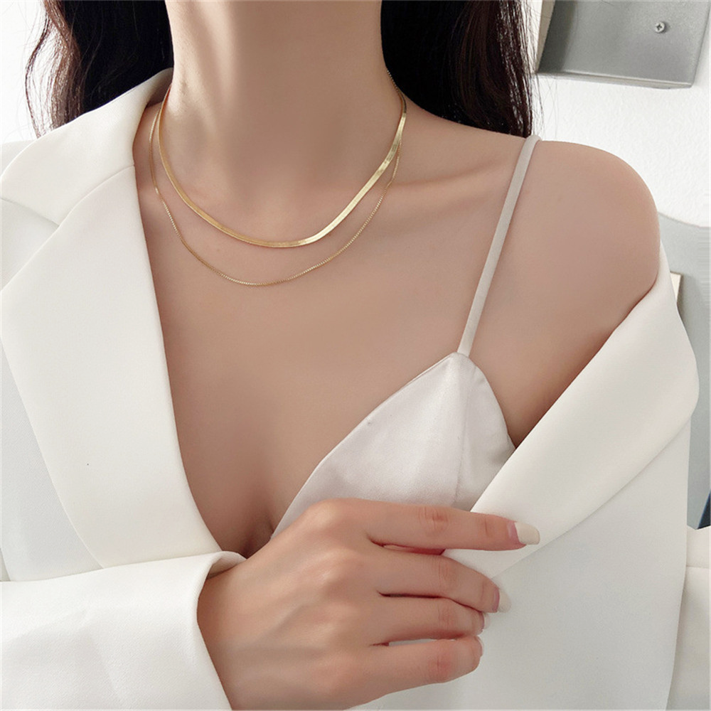 Dây chuyền titan nữ đẹp kiểu trơn 2 lớp mềm mại thoải mái