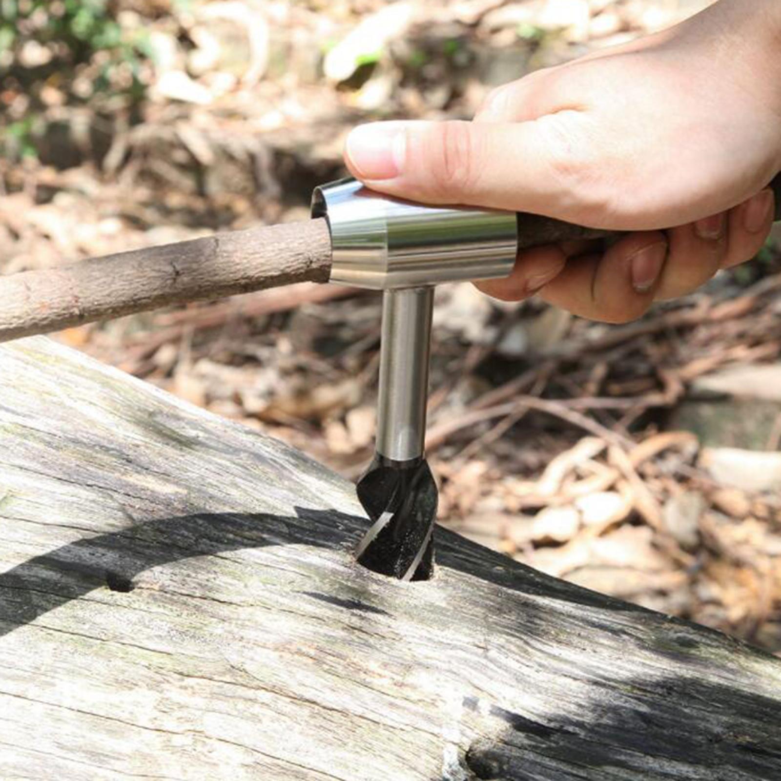 2x Stainless Steel Manual Wood Auger Survival Tools for Outdoor Emergency