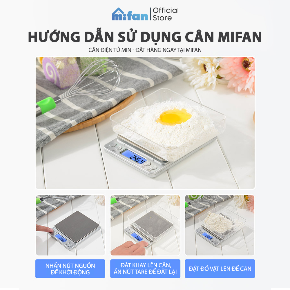 Cân Điện Tử Mini Cao Cấp 2021 MIFAN 0.01g - 3kg - Nhỏ Gọn, Siêu Chính Xác, Thép Không Gỉ, Màn LCD -Tặng 2 Đĩa Cân Và Pin