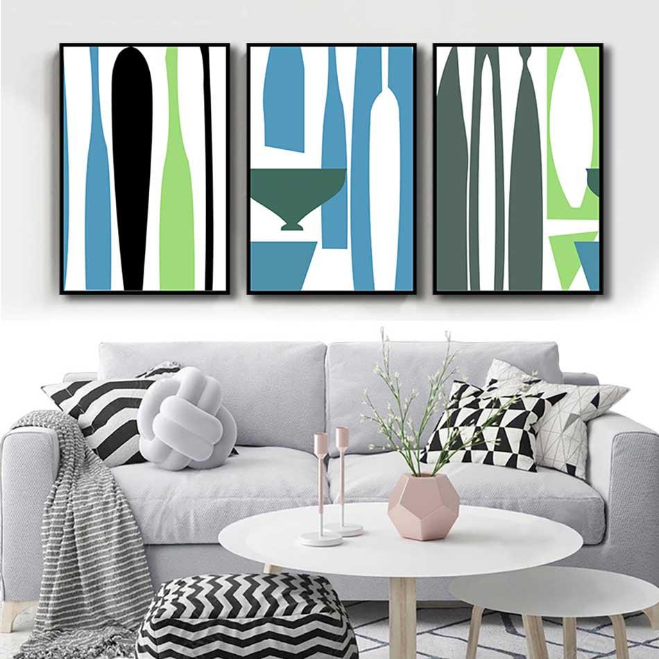Bộ 3 tranh canvas treo tường Decor Họa tiết trừu tượng, hiện đại – DC100